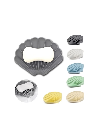 15x12.5x1.5cm Boşaltılabilir Silikon Sabun Kutusu Delik Deflektör Sabunluk Kabuk Şekli Kaymaz Sabunluk Süt Mavisi