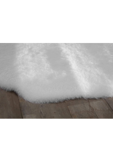 Jassrug Tavşan Tüyü Kürk Post Halı 70x100 Beyaz Beyaz