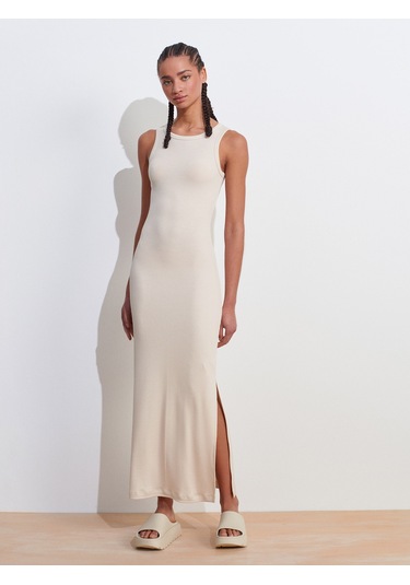 Dilvin 91381 Yırtmaç Detaylı Midi Boy Elbise-taş Taş