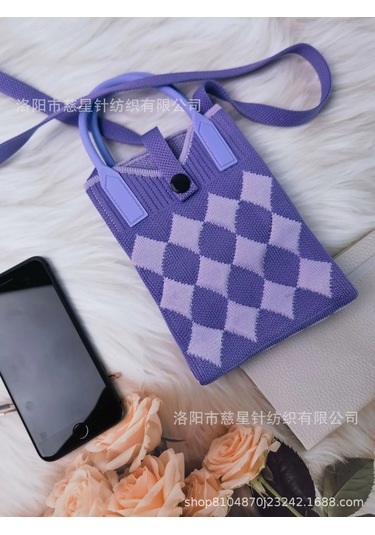 Yaz Sıcak Satış Sezon Örme Küçük Kare Çanta Kaliteli Çanta Crossbody Cep Violet Diamond Grid-upgrade Button Gri