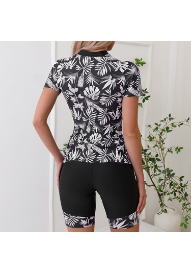 Springsun Bayanlar İçin Yüksek Kaliteli Polyester 2 Parça Yüzme Takımı - Baskılı Desenli, Rehberli, Sürf Ve Su Sporları İçin Siyah, M