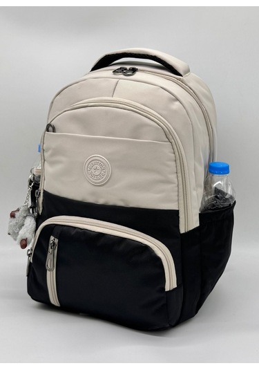 İlk Okul Çantası 3'lü Seti Unisex Çocuk İlkokul Çantası Bvt-8010 Bej-siyah Bej-bg58