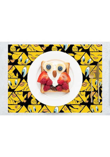 Adawall Home Tweety Face Kumaş Amerikan Servis 4'lü Set 35x50cm Sarı - Siyah