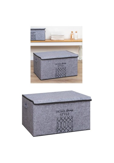 Keçe Kapaklı Mega Plus Baza Hurcu, Çok Amaçlı Düzenleyici Organizer Kutu Mega Boy 57x41x31cm Gri