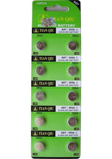 Tianqiu AG7 395A Alkalin Düğme Pil 10'lu