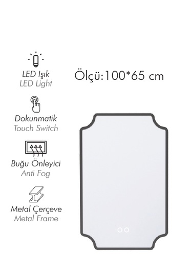 Adria 65 Cm Buğu Önleyici Led Ayna Siyah
