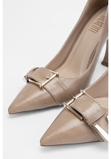 Valmenti Kadın Bej Hakiki Deri Topuklu Ayakkabı 909 9026 Bn Ayk Sk23/24 Bej