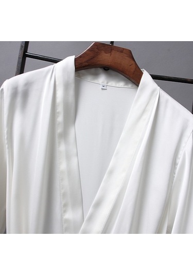 Sones Bornozlar Zarif Pijama Dantel Kadın Elbise Kimono İpek Bornoz Pembe