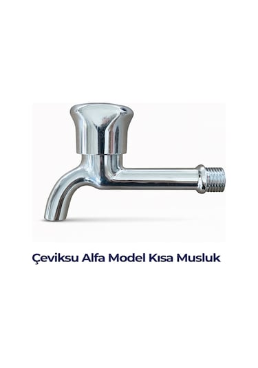 Alfa Model Kısa Tip Musluk 1/2" Pirinç İç Mekanizma Krom Kaplama