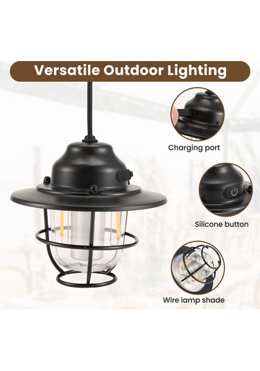 Açık Hava Aydınlatma Kamp Işıkları Şarj Edilebilir El Işıkları Siyah Siyah