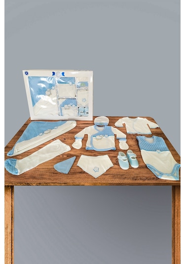 10 Parça Mavi Kuzulu Hastane Çıkışı Erkek Bebek Giyim Mavi