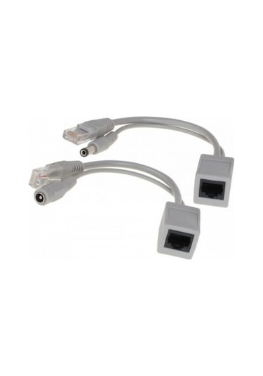 Erkek Dişi 2Li Poe Aparat Set Beyaz Cat6 Poe Çevirici 12V