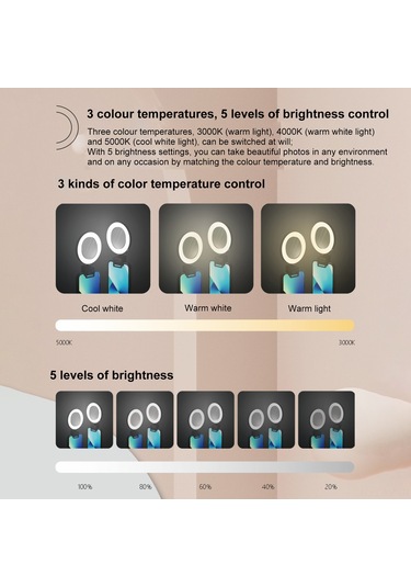 Shineyee Cep Telefonu Için Klemeli Selfie Işığı - 3000k-5000k Renk Sıcaklığı, 95+ Renk Renderlama, 600mah Pil, Taşınabilir Makyaj Işığı Diğer