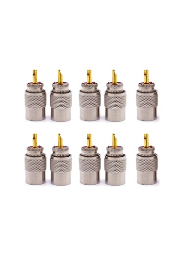 Sones 10 Adet Uhf Erkek Pl259 Konnektör Rg8 / Rg58 Kablo Pabucu Anten Konnektörü