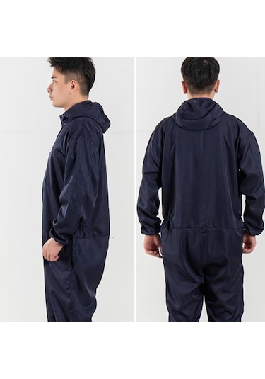 Lacivert Fermuar Kapatma Polyester Büyük Su Geçirmez Araba Tamir Atölyesi Erkek Tulum Şapka Tek Parça Romper L