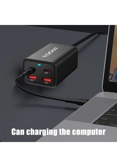 Motion003 100w Galiyum Nitrür Pd Şarj Cihazı Siyah 2 Usb-a 2 Tip-c Masaüstü Şarj Aleti 100w Çok Fonksiyonlu Pd Adaptörü Ab Fişli