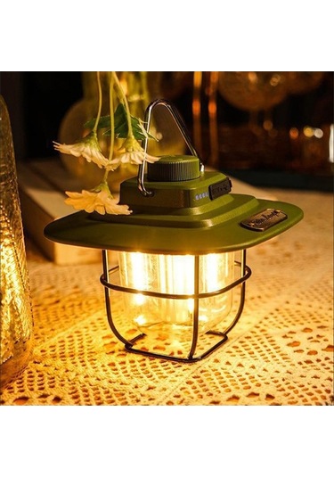 Tongxida Yeşil Led Kamp Işığı, Su Geçirmez, Sürekli Parlaklık Ayarlamalı, 4500mah Powerbank, Taşınabilir, İç Batarya Yeşil Yeşil