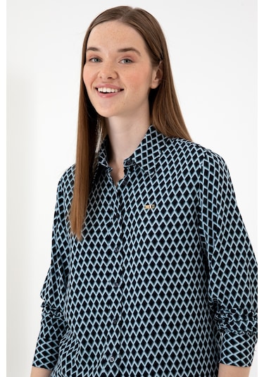 U.s. Polo Assn. Kadın Lacivert Gömlek Desenli 50317243-vr033 Lacivert