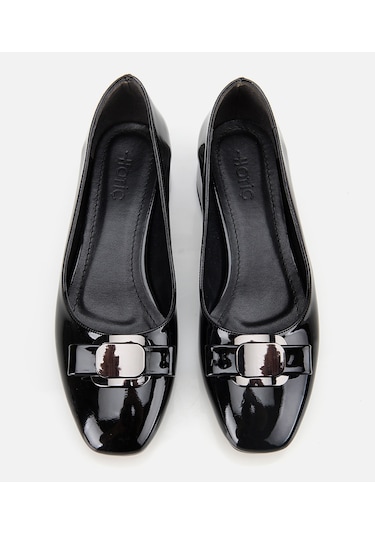 Hotiç Kadın Rugan Siyah Metal Detaylı Kalın Topuklu Ayakkabı 01ayh314850a100 01ayh314850a100 Siyah