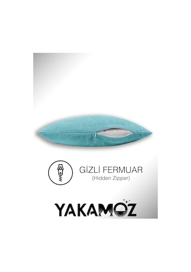 Br Yakamoz Nil Yeşili Kırlent , Yastık Kılıfı Kadife Görünümlü Velvet Touch Serisi Nil Yeşili