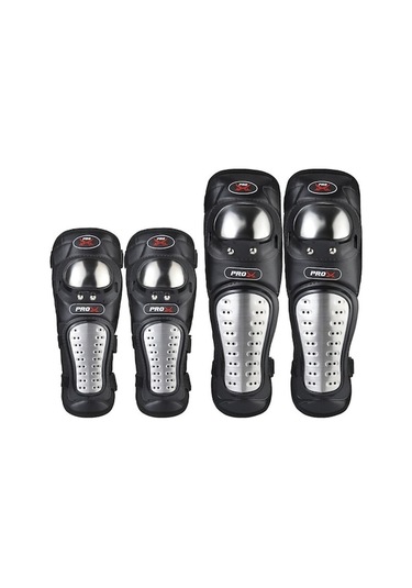 Cbtx Global Pro-biker Rh-1010 Motosiklet Sıcak Tutma Anti-düşme Paslanmaz Çelik Koruyucu Dişli Diz + Dirsek Pedleri Gümüş - Siyah