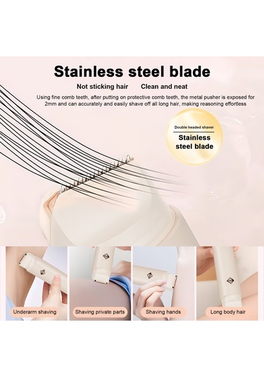 Geeksen Kadınlar İçin 3d Yüzer Başlıklı, Ipx6 Su Geçirmez Çift Başlı Tüy Alma Makinesi - Şarj Edilebilir