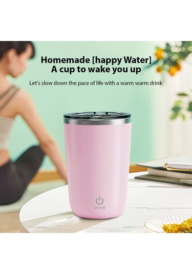 Mufunye Otomatik Karıştırmalı 350ml Şarjlı Paslanmaz Çelik Termos - Ofis/spor Salonu İçin Beyaz