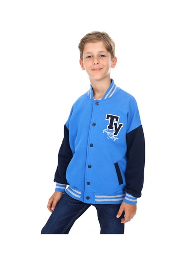 Toontoy Erkek Çocuk Nakışlı Kolej Hırka Saks