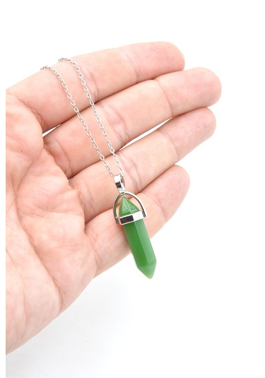 Hakiki Pandül Model Doğal Aventurin Taşı Kolye Ucu Yeşil