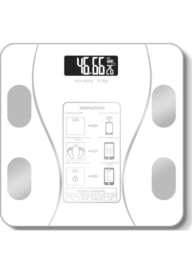 Beyaz Renk Bluetooth Özellikli Akıllı Tartı Beyaz
