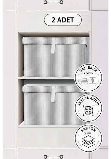 Kapaklı Mega Plus 2'li Hurç 70x40x30 - Gri Gri