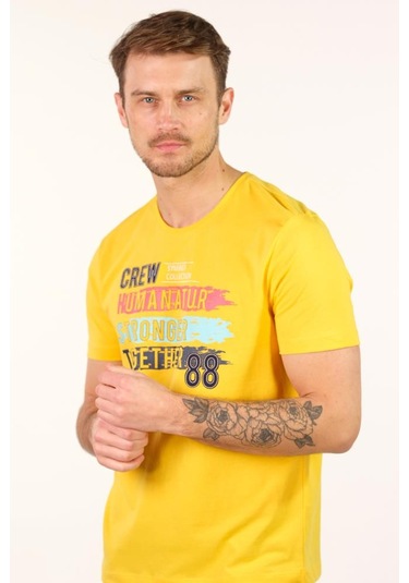 Arma Erkek Büyük Beden Bisiklet Yaka Tişört Y22374868101 Sarı Arma Erkek Büyük Beden Bisiklet Yaka Tişört Y22374868101 Sarı