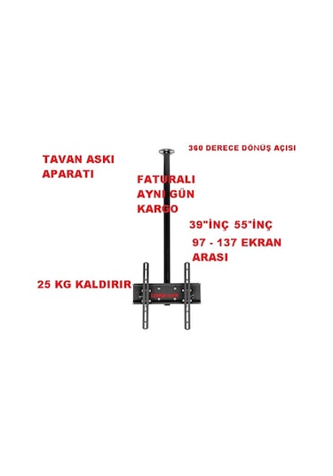 Tv Tavan Askı Aparatı 39" 55" Maksimum 120Cm