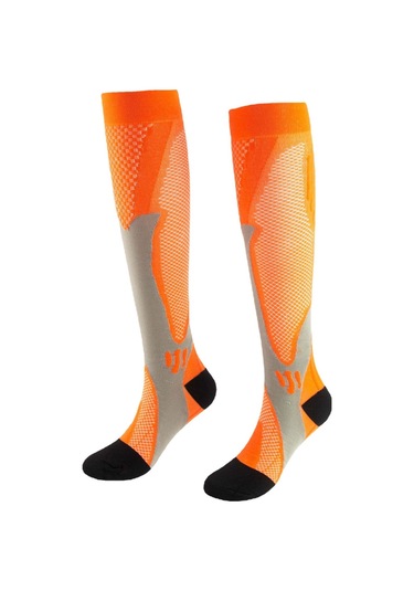 Xindoker Erkek Kadın Spor Çorapları: Koşu, Yoga İçin Dayanıklı, Teri Emici, Koku Önleyici, Turuncu Uzun Bilekli Sıkıştırıcı Çoraplar Turuncu