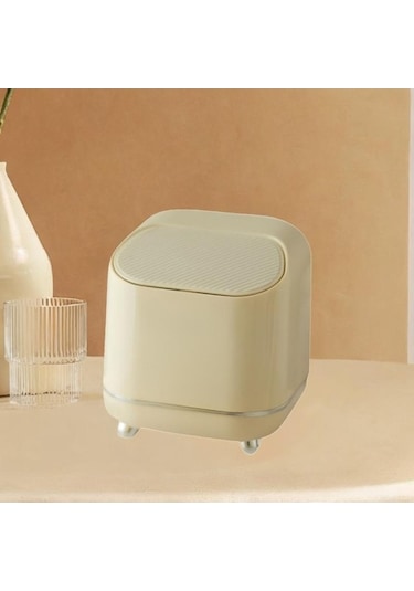 Pazly Suntek Sepeti Sarı Masaüstü Küçük Kovası, Kovası Kapaklı Çöp Mp Sarı