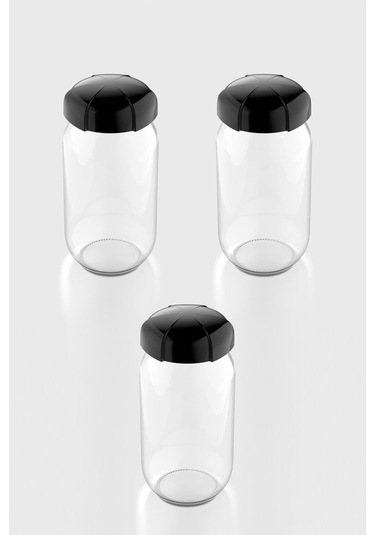 Renga Rhea 1000 Ml Siyah Kapaklı 3'lü Cam Kavanoz Seti 131012 Siyah