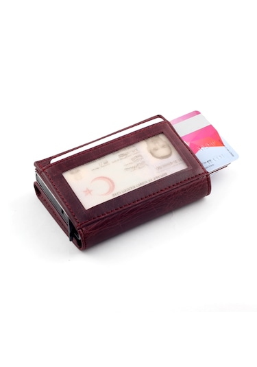 Ancora Leather Crazy Hakiki Deri Erkek Cüzdanı Mekanizmalı Bordo