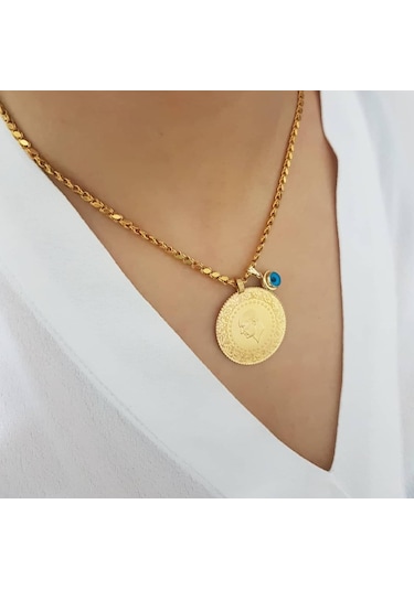 Ideal Sarraf 22 Ayar Yarım Altınlı  Nazar Boncuklu Kolye