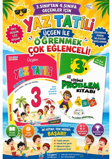 Üçgen 3.sınıftan 4.sınıflara Geçenler İçin Yaz Tatil Seti Tatil+problem Kitabı