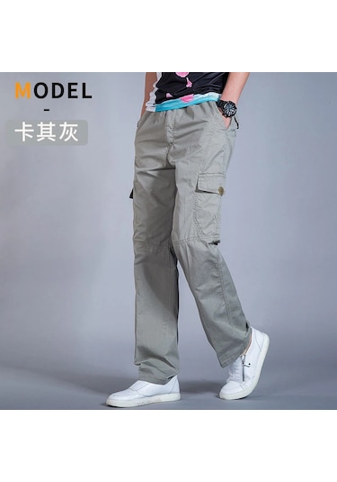 Gqxaon Erkek Kargo Pantolon - Pamuk Siyah İş Pantolonu - Rahat Yaz Tırmanma Joggers Koyu Gri