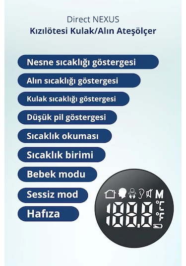 Direct Nexus Dual Kulaktan ve Alından Ateş Ölçer Beyaz