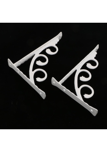 Suntek 2 Adet L Şeklinde Duvara Monte Raf Aparatı Metal 15x20cm Beyaz