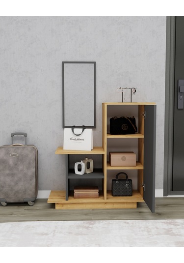 Arnetti Asia Kapaklı Dolaplı Aynalı Dresuar, Safirmeşe Antrasit - Asia Antrasit - Safirmeşe