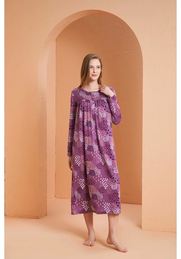 Pjs 27165 Kadın Uzun Kol Gecelik Lila