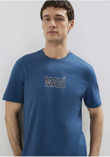 Mavi - Mavi Logo Baskılı Mavi Tişört 0613186-70764 Mavi