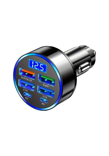 Çoklu Bağlantı Noktalı Kaymaz 4usb Araç Şarj Cihazı Süper Hızlı Şarj Pd Qc3 4usb Araç Şarj Cihazı