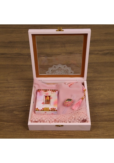İkranur İsme Özel Anneye Hediye Ahşap Cam Kapaklı Kare Kutu Seti - Pembe