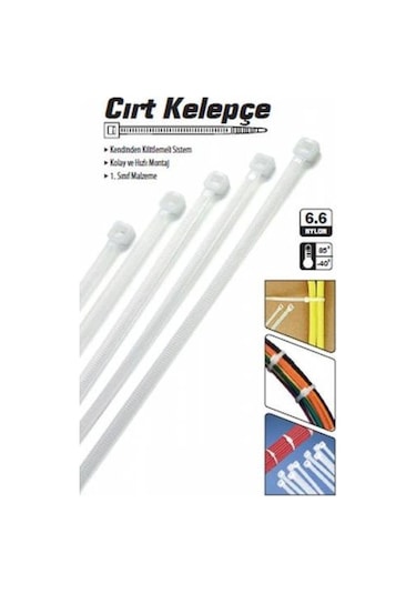 Plastik Cırt Kelepçe Kablo Bağı 4.8 X 400 Mm - 100 Lü Paket