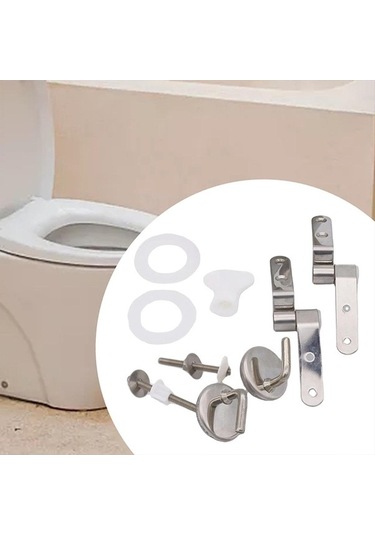 Pazly Suntek Tuvalet Kapağı Menteşe Armatür Seti - Açık Gümüş Renk Gümüş