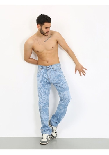 Baggy Desenli Buz Mavi Jean-buz Mavi - 33 Buz Mavi